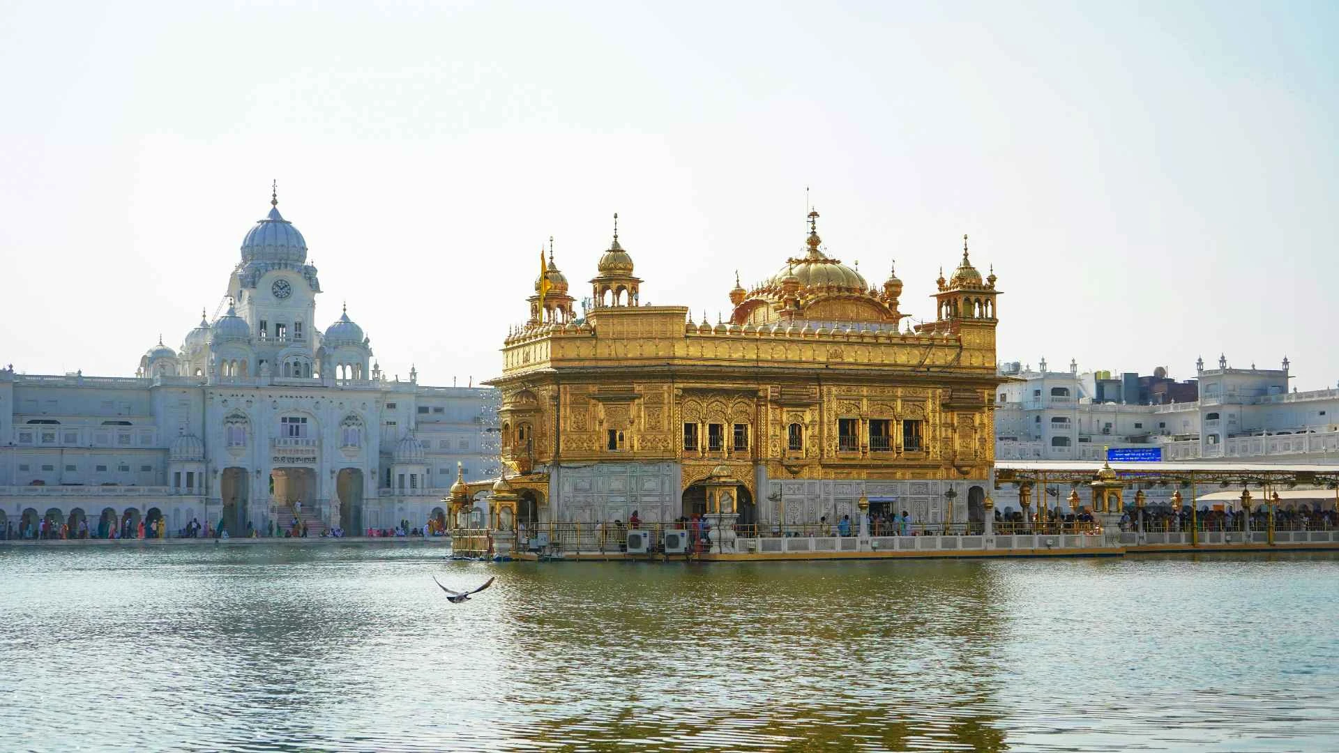 Golden Temple reflected in the sacred pool at Amritsar, Punjab