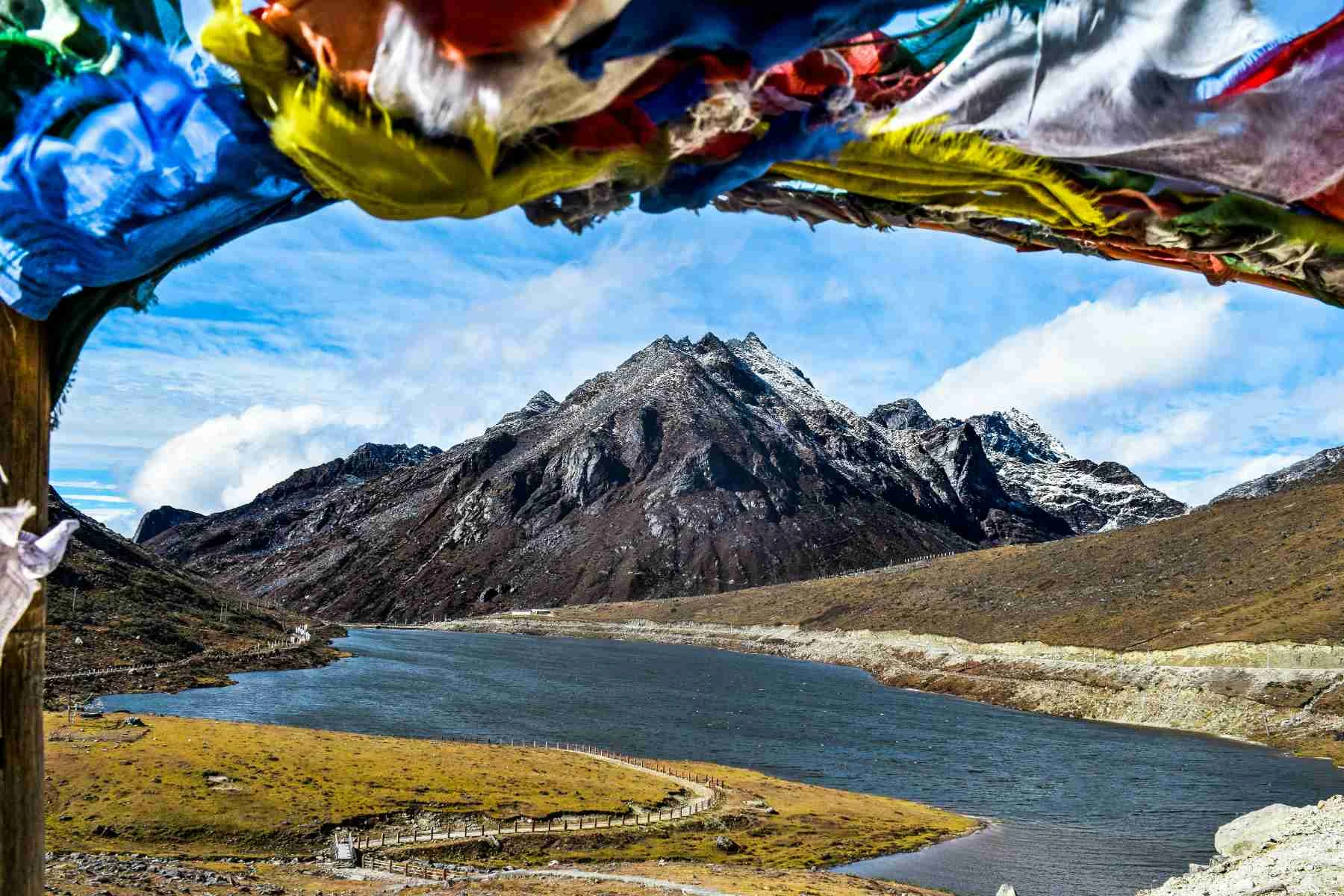 Tawang monastery surrounded by Himalayan mountains in Arunachal Pradesh